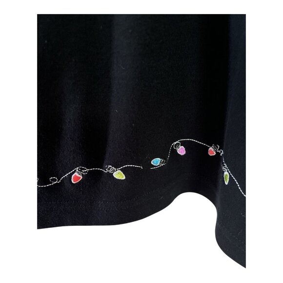 CB Plus C.B. Casual Women’s 1X Flamingo Island Holiday Embroidered Black Top - Picture 6 of 8